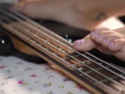 Preview 3 of POV Slapping the hell out of this sexy bass guitar, Petite teen bass player slaps in slowmotion 4K