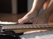 Preview 4 of POV Slapping the hell out of this sexy bass guitar, Petite teen bass player slaps in slowmotion 4K
