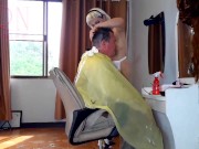 Preview 6 of Do you want me to cut your hair? Stylist's client. Naked hairdresser. Nudism 22
