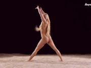 Preview 4 of Big tits blonde Andreykina gymnastic poses on the floor