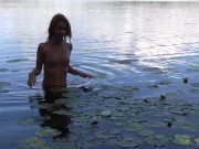 Preview 3 of Naked Redhead Teen Plays with a Water Lily