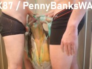 Preview 1 of Weird slime bi MMF crazy threesome! @T6X87 facefucks PennyBanksWAM til she gags and pukes