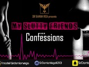 Preview 2 of Her first time having cum on her tits - My Slutty Friends Confessions - Deep Voice Real Story - Ep 2