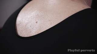 Sweaty abs exercise with feet close up in gymnastics leotard