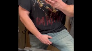 Rubbing massive cock through pants 