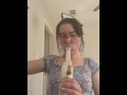 Preview 6 of Stoner babe showing off perky tits and hitting bong