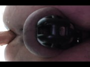 Preview 3 of Chastity Anal Auto Thrusting Dildo In Bondage While On All Fours #4