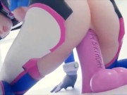 Preview 1 of D.Va Riding Her Birth-Day Dildo