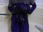 Preview 1 of WWM - XL Blue Dress Chest and Belly Inflation