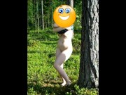 Preview 1 of Funny girl naked in forest
