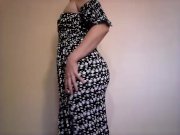 Preview 1 of Sexy milf in long dress masturbates and fucks in private