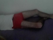 Preview 3 of Hairy Israeli man waking up jerking morning wood and shooting load