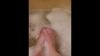 Washing my feet after a hard days work 