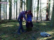 Preview 6 of Girl bound in public to tree in forest and suspended; almost dicovered!