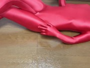 Preview 2 of a Slippery  Zentai Video Perfect Red Zentai