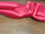 Preview 4 of a Slippery  Zentai Video Perfect Red Zentai