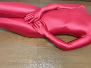 Preview 5 of a Slippery  Zentai Video Perfect Red Zentai