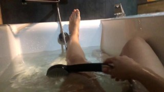 Beautiful feet in bathroom