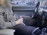 Preview 4 of PUBLIC STREET MASTURBATION: Jerking off in the car while people are walking around me - Big Cumshot