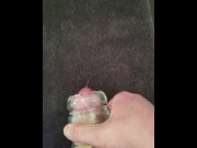 Preview 4 of Boy's INTENSE orgasm and huge cumshot after fucking clear fleshlight