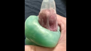 Masturbating with a Slime in a Condom