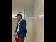 Preview 2 of Risky Public Wank in Store Mens Room w/ HUGE Cum Spray