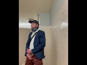 Preview 3 of Risky Public Wank in Store Mens Room w/ HUGE Cum Spray