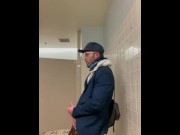 Preview 4 of Risky Public Wank in Store Mens Room w/ HUGE Cum Spray