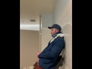 Preview 5 of Risky Public Wank in Store Mens Room w/ HUGE Cum Spray