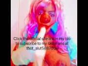 Preview 3 of Sexy CLOWN sucking on a banana and playing with her tits