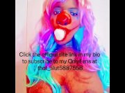 Preview 5 of Sexy CLOWN sucking on a banana and playing with her tits