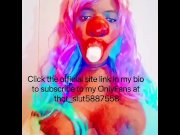 Preview 6 of Sexy CLOWN sucking on a banana and playing with her tits