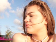 Preview 4 of GIRLSRIMMING - Beachside rimming romance with petite Amanda Clarke