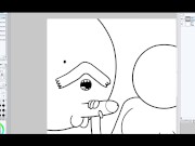 Preview 3 of Drawing Adventure Time Porn - Princess Bubblegum Threesome With Starchy And Banana Guard (Speed-Art)
