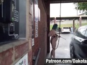Preview 2 of See through Catsuit at the carwash - Teaser