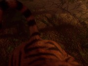 Preview 1 of Female Tiger Orgasm / Squeezes His Dick (Cum Inside) | Wild Life Furry
