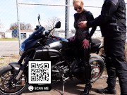 Preview 5 of TRAILER! Leather hobby whore rides User Micha's new motorcycle! Ultra cumshot