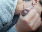Preview 1 of Anne Wünsche gives a blowjob in the car in front of the mall