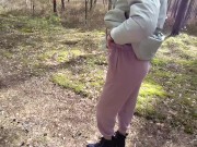 Preview 2 of Real forest walking with remote toy in panties end with handjob and cum fountain - Rose Blue01