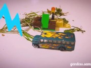 Preview 1 of The giantess samira shrinks a bus very tiny and makes it a to her body (SFX Trailer)