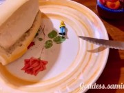 Preview 1 of The giantess Samira devours a tiny in her sandwich (Trailer Vore)