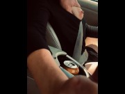 Preview 3 of Milf Gives Great Handjob while DRIVING! His Cums Drips Down Her Hand