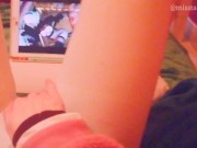 Preview 3 of Pov Touching my pussy watching monster hentai nier sex white socks skinny girl masturb kawaii moans