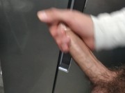 Preview 6 of Dude Jerks Off His Huge Long Cock and Cums in the Fridge