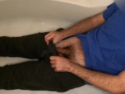 Preview 1 of Struggling to Piss on myself- Then cumming & Peeing a little