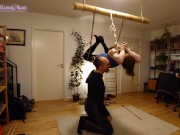 Preview 5 of Girl in Shibari session; Suspension with 3 transitions!