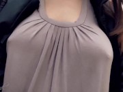 Preview 2 of Hard Nipples Through Shirt, Outside. (short tease)