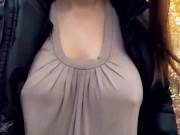 Preview 5 of Hard Nipples Through Shirt, Outside. (short tease)