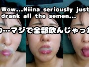 Preview 5 of Bukkake on to amateur girl Niina with rub boobs.