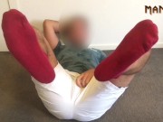 Preview 3 of DON’T YOU WISH YOUR BOYFRIEND - CUM LIKE ME - CUM FEET SOCKS SERIES - MANLYFOOT 💦 🦶 - DON’T YA